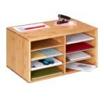 Mini raft, de birou, din bambus, 8 compartimente, 25 x 49 x 31 cm