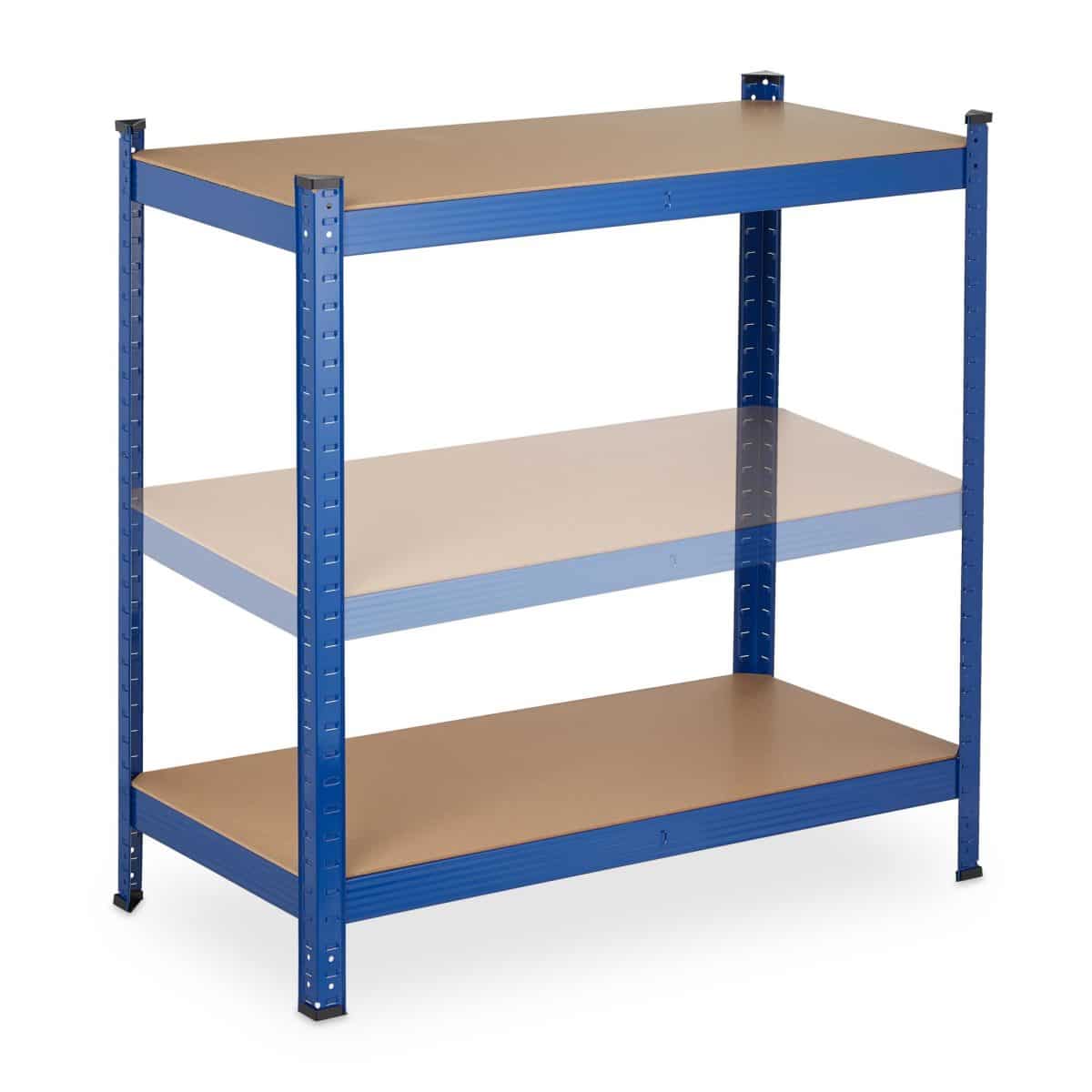 Raft industrial, cu 5 rafturi, placi MDF, cadru otel albastru, 150 x 75 x 30 cm - imagine 7