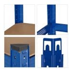 Raft industrial, cu 5 rafturi, placi MDF, cadru otel albastru, 150 x 75 x 30 cm - imagine 8