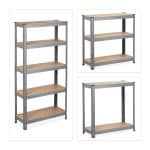 Raft industrial, cu 5 rafturi, placi MDF, cadru otel gri, 150 x 75 x 30 cm - imagine 6