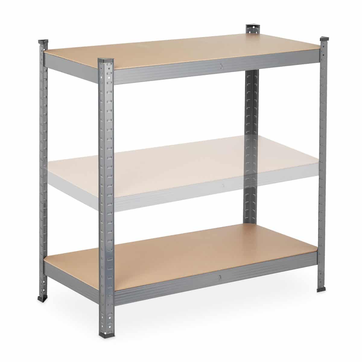 Raft industrial, cu 5 rafturi, placi MDF, cadru otel gri, 150 x 75 x 30 cm - imagine 7