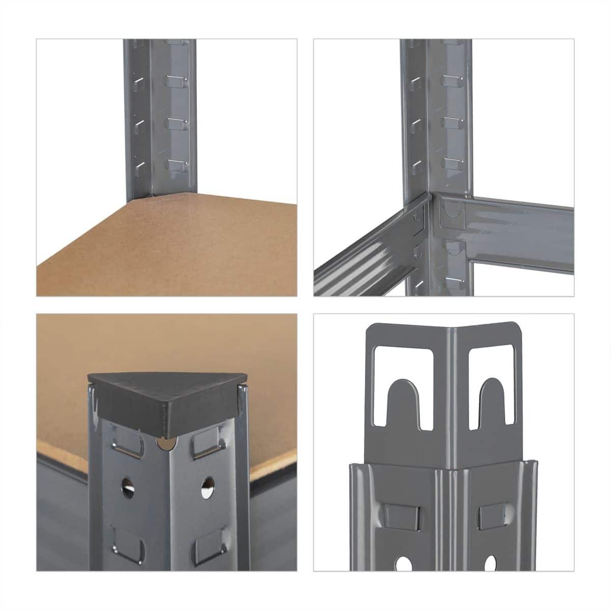 Raft industrial, cu 5 rafturi, placi MDF, cadru otel gri, 150 x 75 x 30 cm - imagine 8