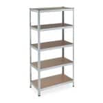 Raft industrial, cu 5 rafturi, placi MDF, cadru otel gri, 180 x 90 x 45 cm
