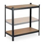 Raft industrial cu 5 polite pentru depozitare, placi MDF, cadru otel negru, 180 x 90 x 45 cm, Relaxdays - imagine 7