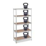 Raft industrial cu 5 rafturi, placi MDF, cadru otel gri, 180 x 90 x 45 cm