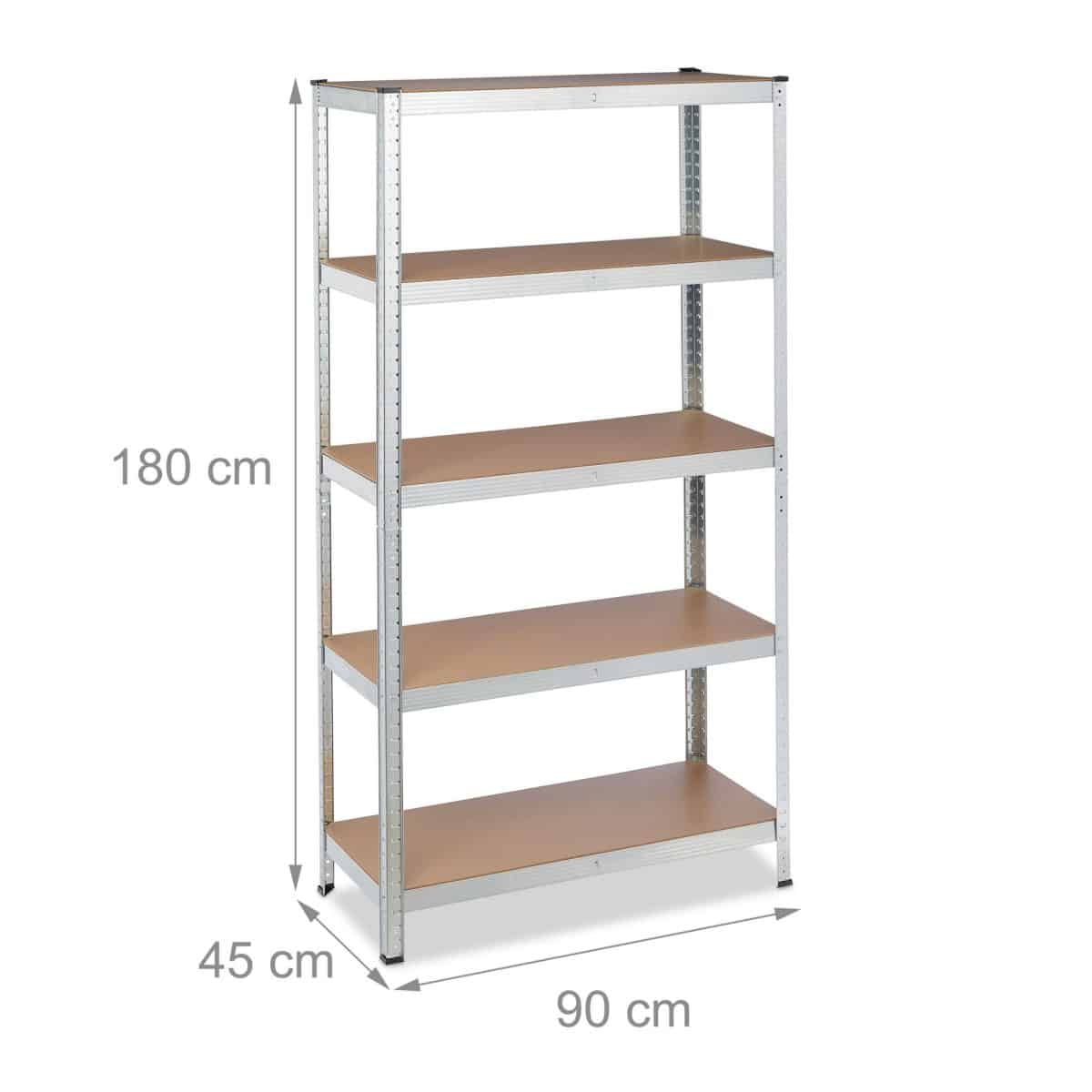 Raft industrial cu 5 rafturi, placi MDF, cadru otel gri, 180 x 90 x 45 cm - imagine 4