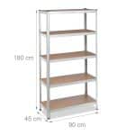 Raft industrial cu 5 rafturi, placi MDF, cadru otel gri, 180 x 90 x 45 cm - imagine 4