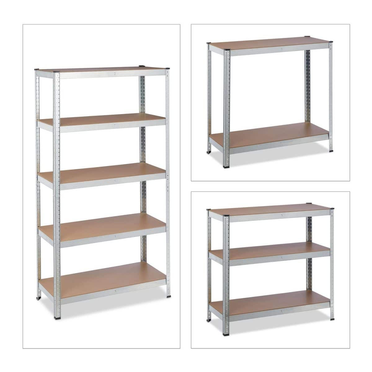 Raft industrial cu 5 rafturi, placi MDF, cadru otel gri, 180 x 90 x 40 cm - imagine 6