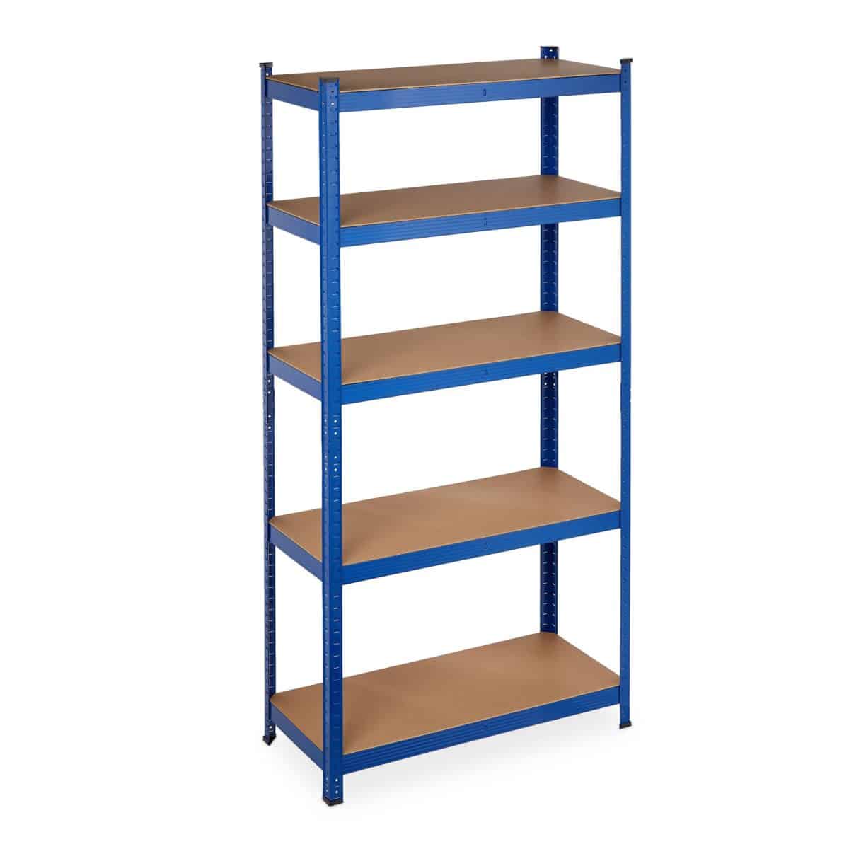 Raft industrial, cu 5 rafturi, placi MDF, cadru otel albastru, 180 x 90 x 40 cm - imagine 2