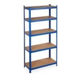 Raft industrial, cu 5 rafturi, placi MDF, cadru otel albastru, 180 x 90 x 40 cm