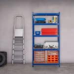 Raft industrial, cu 5 rafturi, placi MDF, cadru otel albastru, 180 x 90 x 40 cm - imagine 3