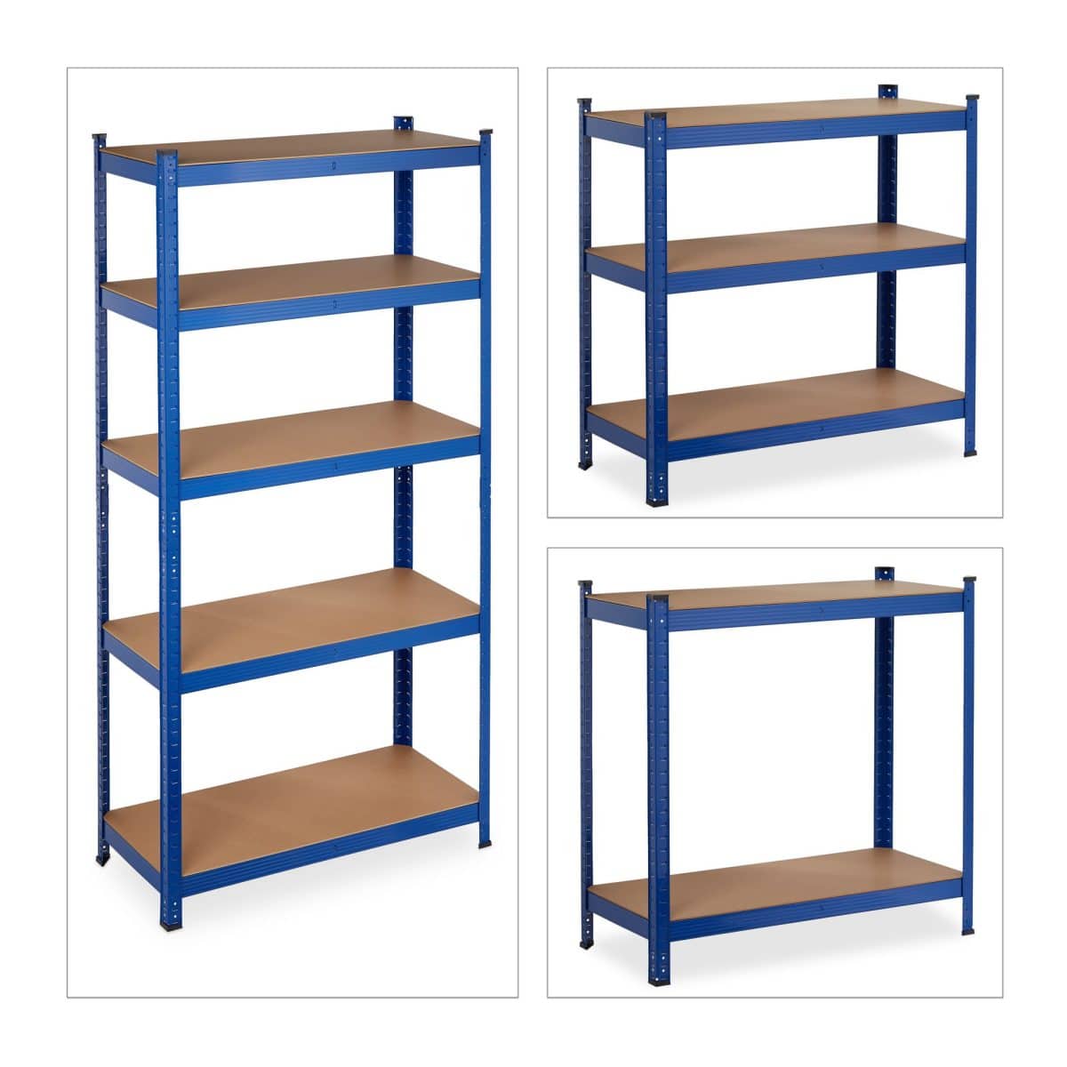 Raft industrial, cu 5 rafturi, placi MDF, cadru otel albastru, 180 x 90 x 40 cm - imagine 7