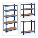 Raft industrial, cu 5 rafturi, placi MDF, cadru otel albastru, 180 x 90 x 40 cm - imagine 7