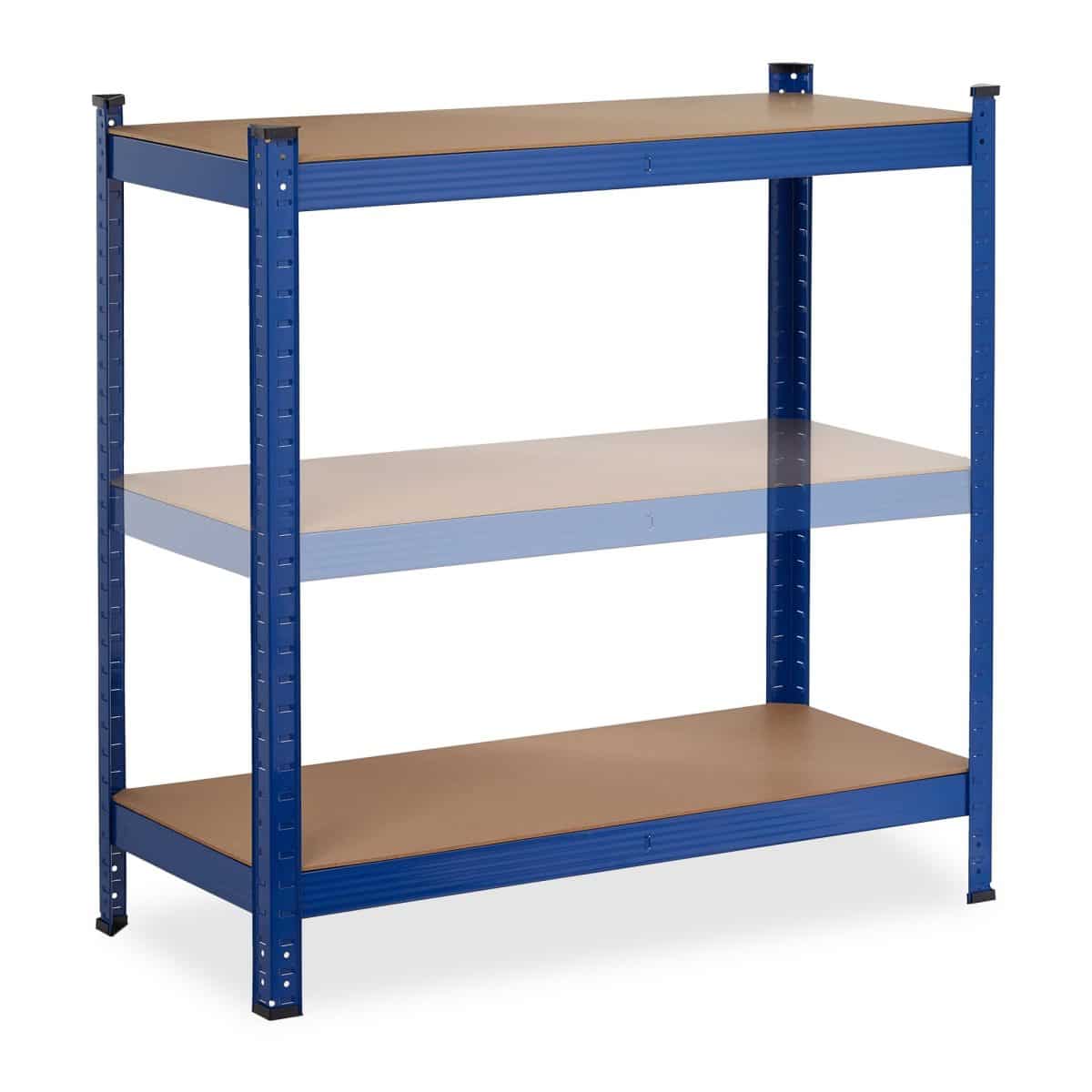 Raft industrial, cu 5 rafturi, placi MDF, cadru otel albastru, 180 x 90 x 40 cm - imagine 8