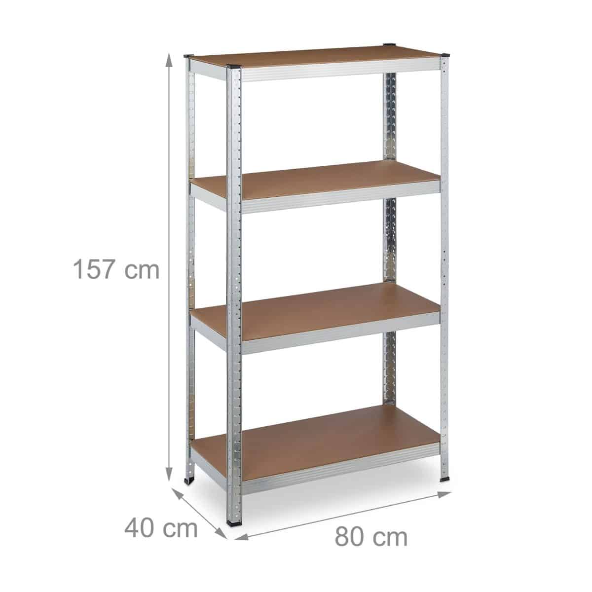 Raft industrial, cu 4 rafturi, placi MDF, cadru otel gri, 157 x 80 x 40 cm - imagine 4