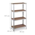 Raft industrial, cu 4 rafturi, placi MDF, cadru otel gri, 157 x 80 x 40 cm - imagine 4