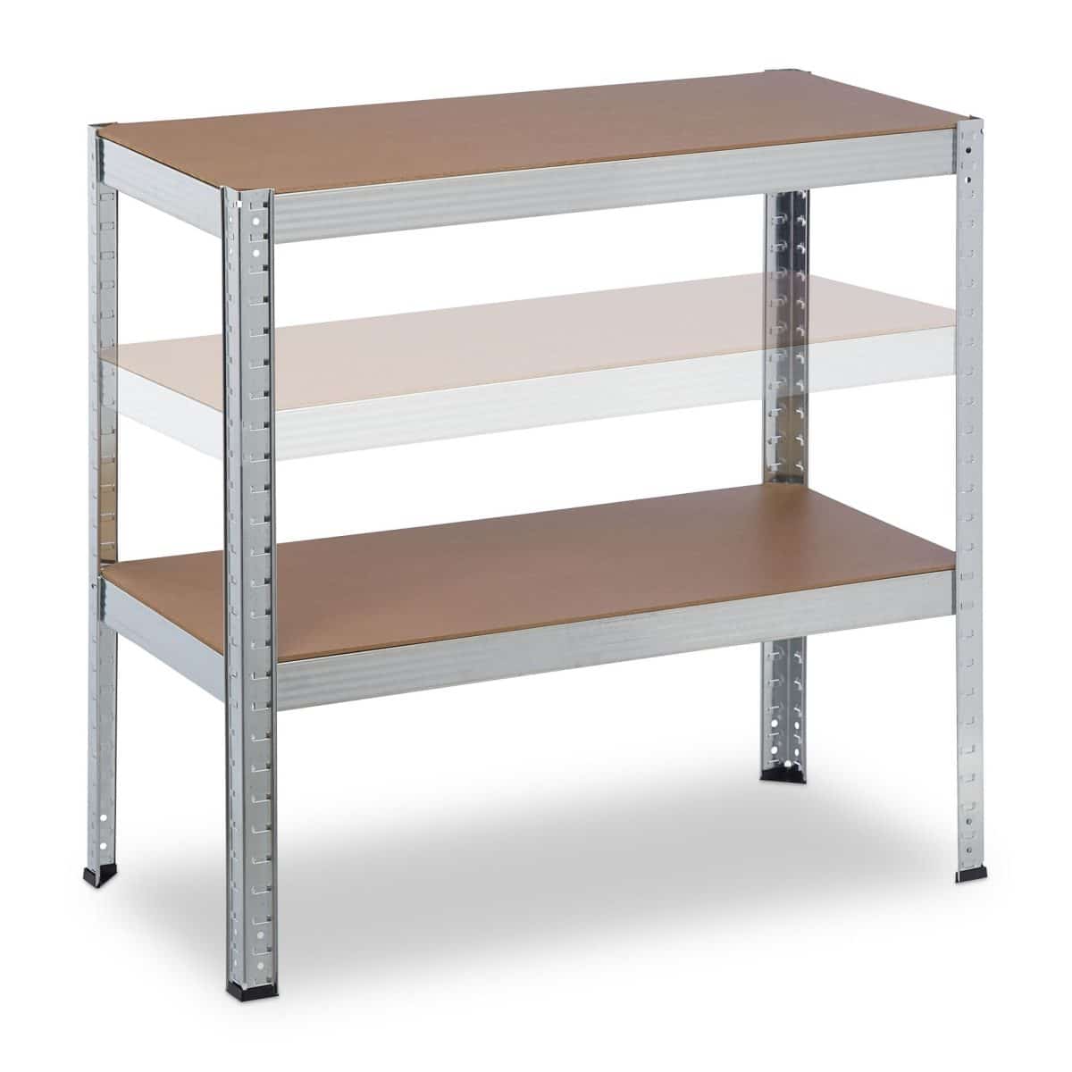 Raft industrial, cu 4 rafturi, placi MDF, cadru otel gri, 157 x 80 x 40 cm - imagine 7