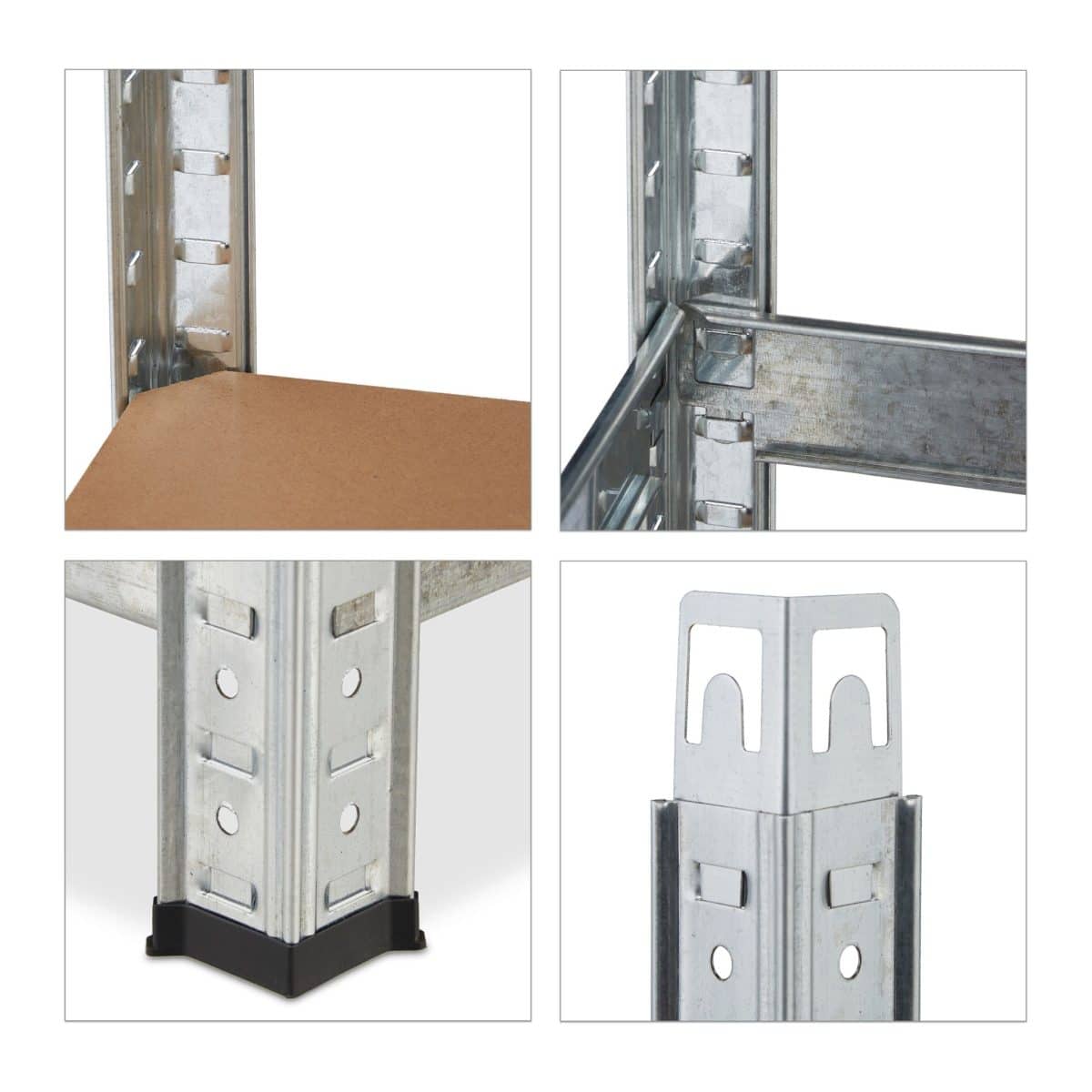 Raft industrial, cu 4 rafturi, placi MDF, cadru otel gri, 157 x 80 x 40 cm - imagine 8