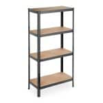 Raft industrial, cu 4 rafturi, placi MDF, cadru otel negru, 157 x 80 x 41 cm