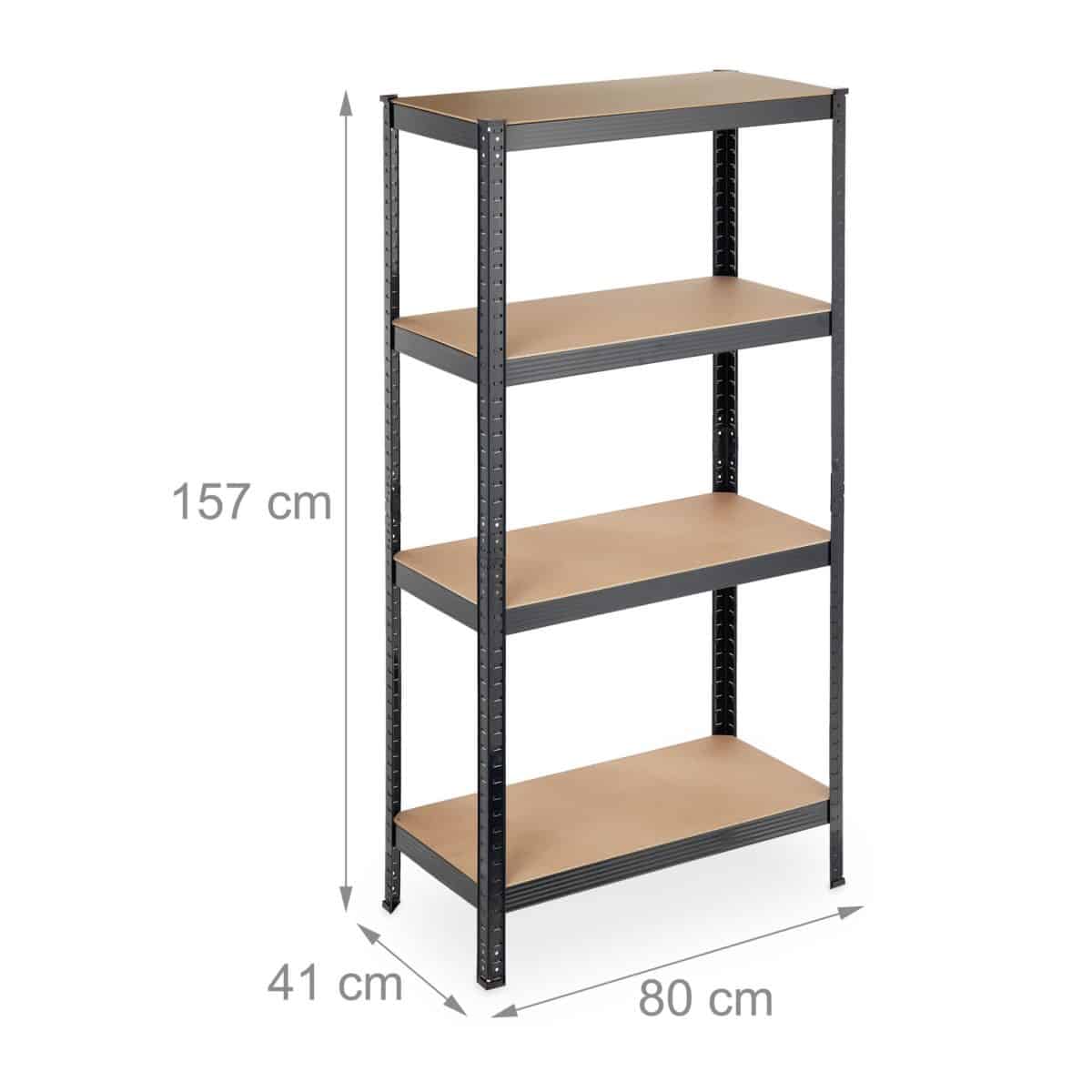 Raft industrial, cu 4 rafturi, placi MDF, cadru otel negru, 157 x 80 x 41 cm - imagine 4