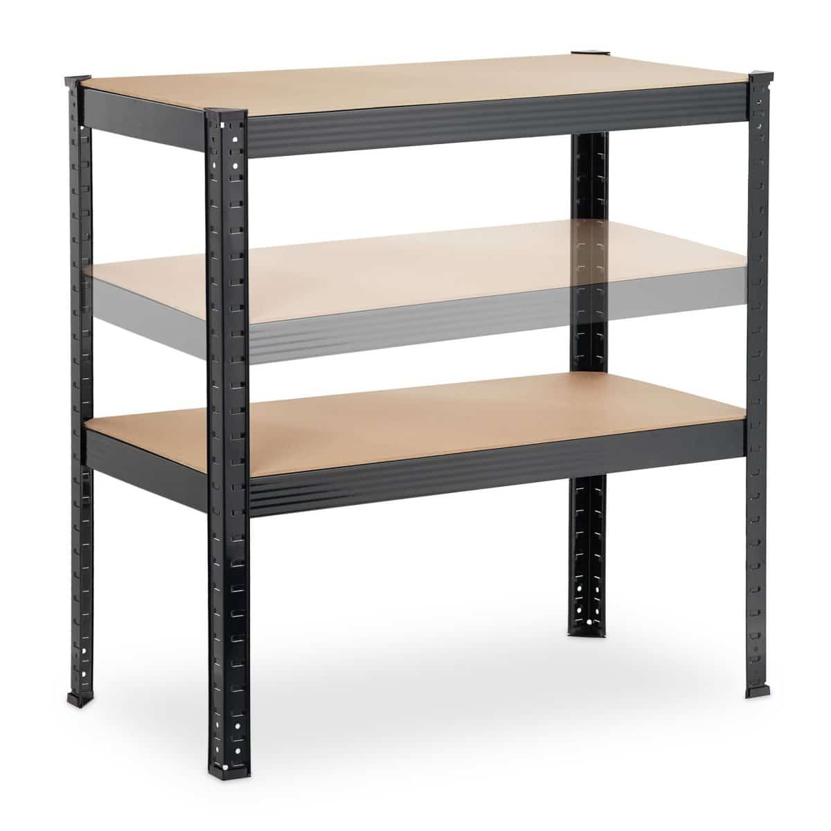 Raft industrial, cu 4 rafturi, placi MDF, cadru otel negru, 157 x 80 x 41 cm - imagine 7