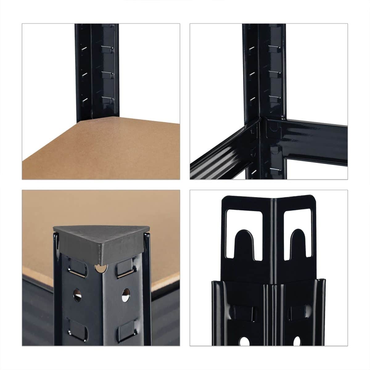 Raft industrial, cu 4 rafturi, placi MDF, cadru otel negru, 157 x 80 x 41 cm - imagine 8