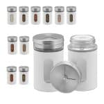 Set 12 recipiente pentru condimente, inox, 8,5 x 5 cm, 90 ml, alb, Kraftpunkt®