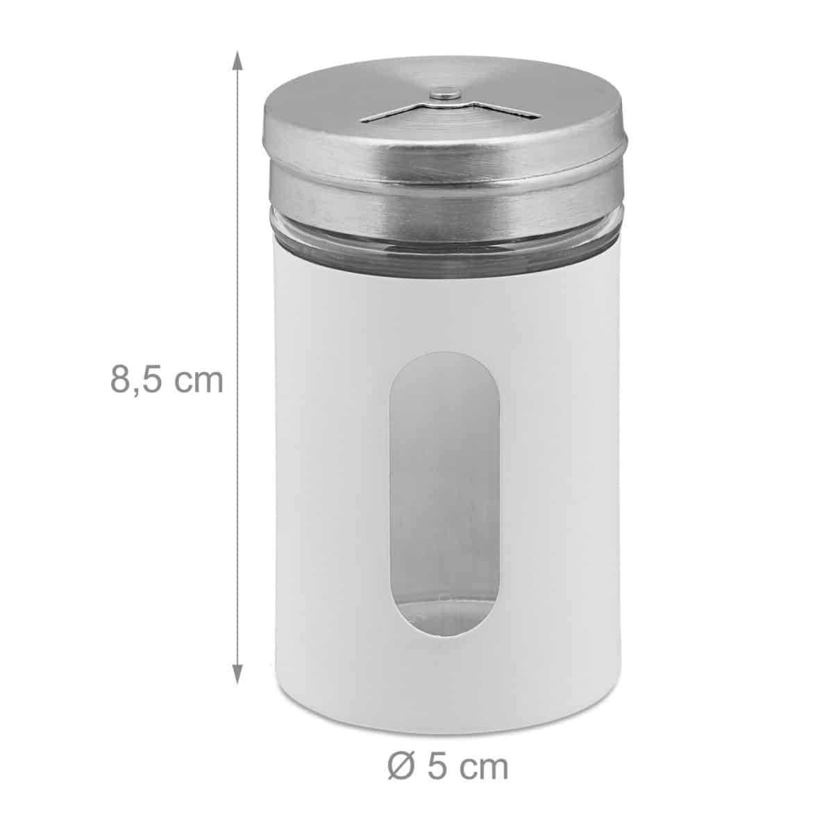 Set 12 recipiente pentru condimente, inox, 8,5 x 5 cm, 90 ml, alb, Kraftpunkt® - imagine 3
