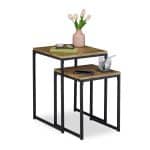 Set 2 masute de cafea, MDF, negru/maro