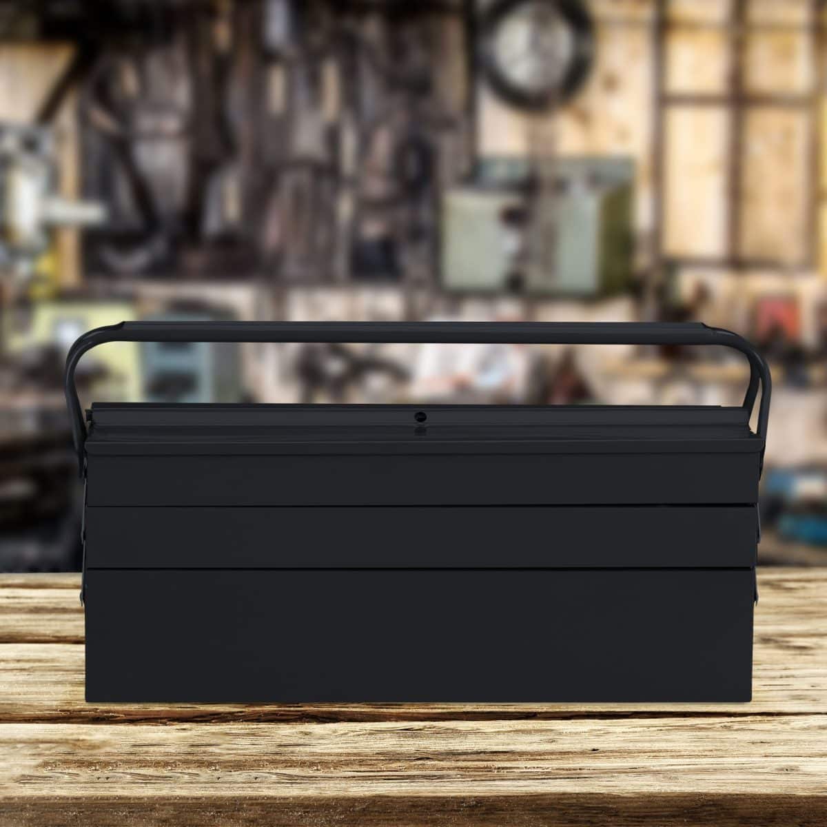 Cutie metalica, maner transport, 5 compartimente, 21 x 53 x 20 cm - imagine 2