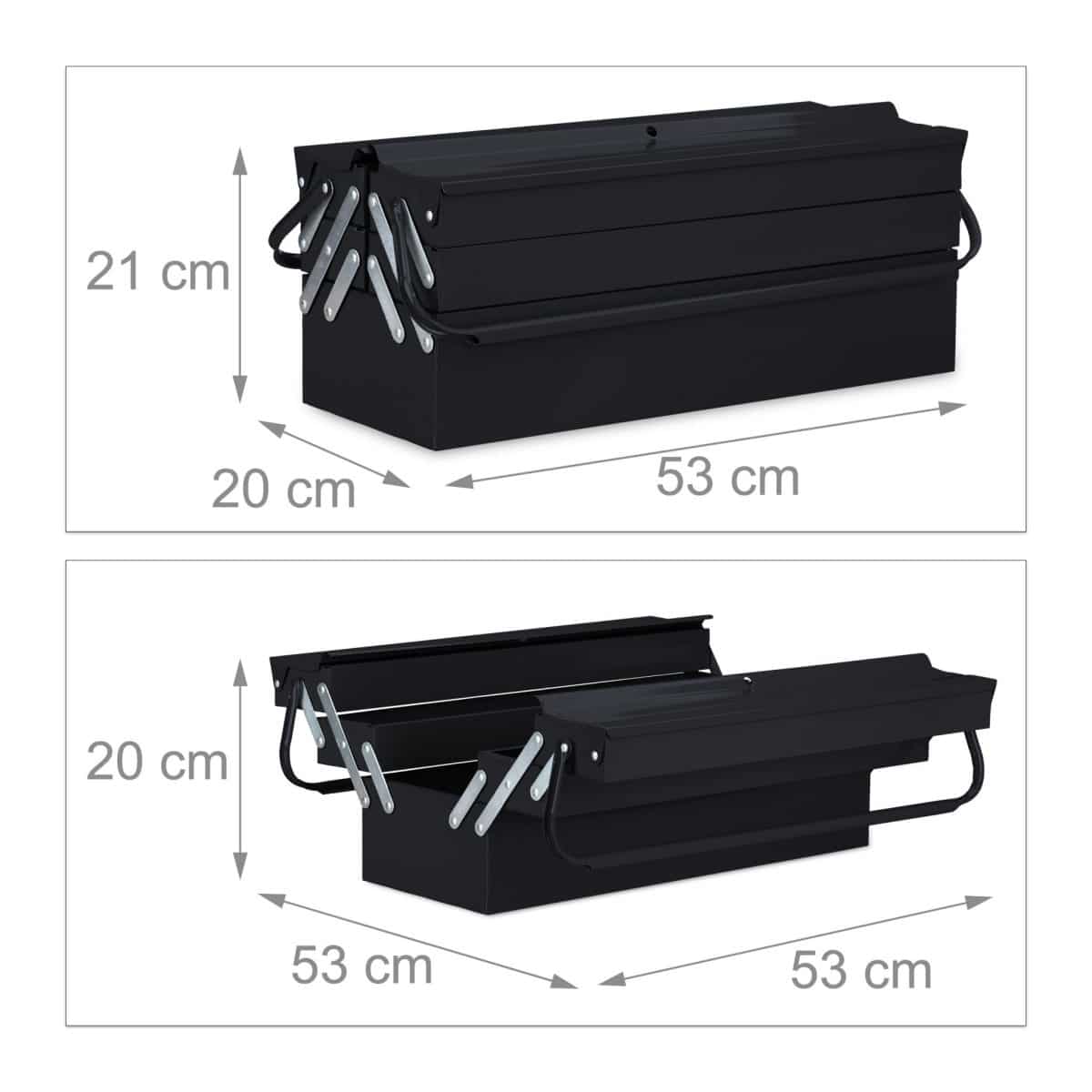 Cutie metalica, maner transport, 5 compartimente, 21 x 53 x 20 cm - imagine 4