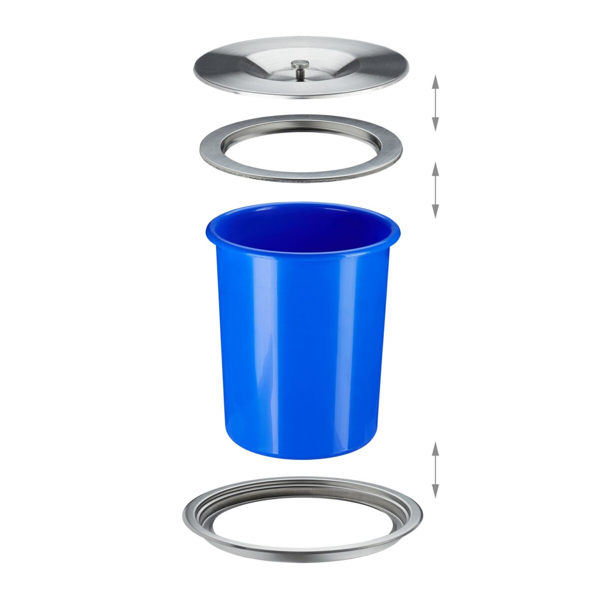 Cos de gunoi incorporabil pentru blatul de lucru, 5 l, capac inox, albastru - imagine 3
