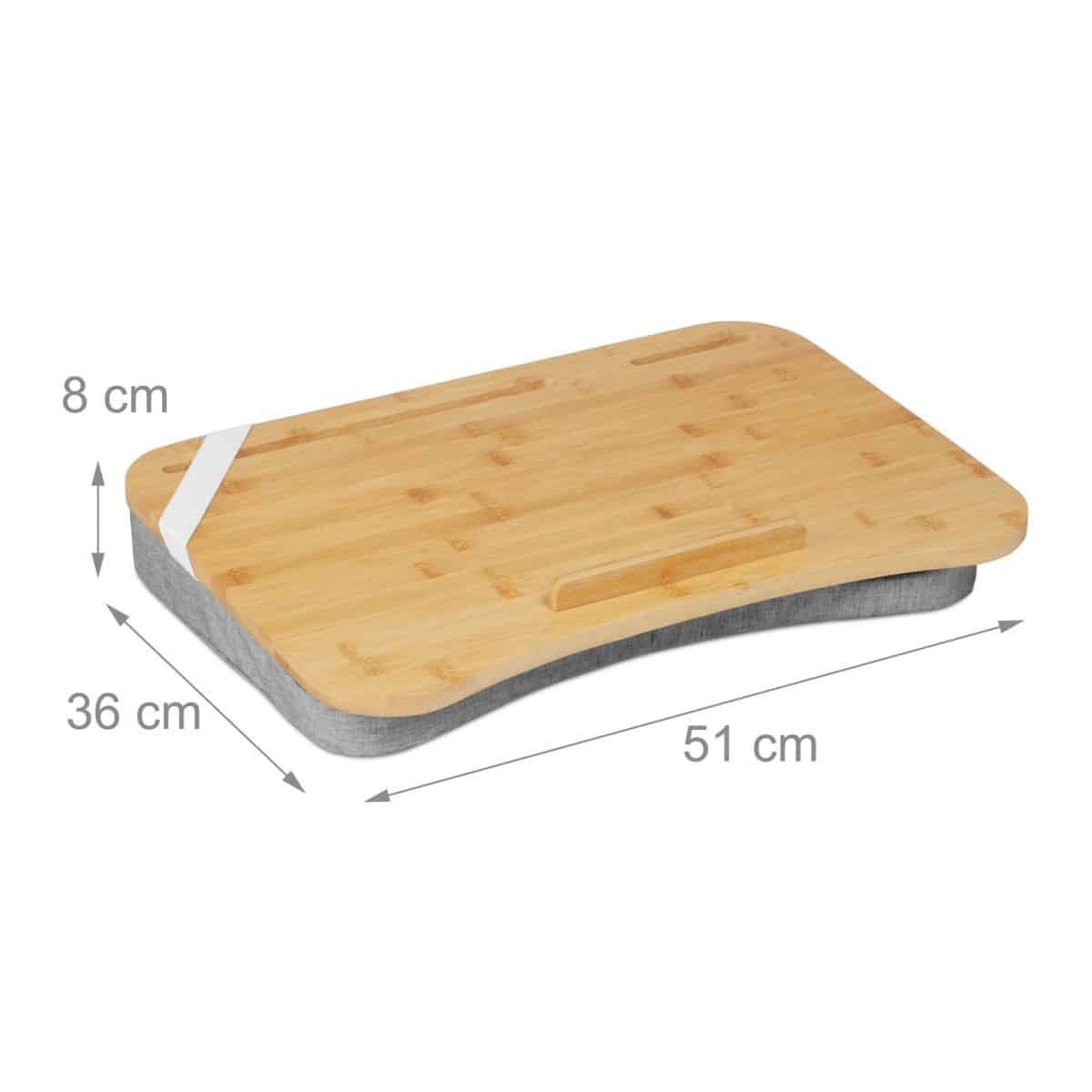 Suport laptop pana la 17,3 inchi, bambus, gri, 8 x 51 x 36 cm - imagine 4