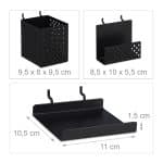 Suport perete perforat, carlige, cutii, polita si suport pentru agatat, 45 x 45 x 13 cm - imagine 5