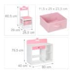 Birou cu scaun pentru copii,fetite, roz, cu sertar, cos depozitare, 79,5 x 80 x 40 cm - imagine 6