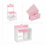 Birou cu scaun pentru copii,fetite, roz, cu sertar, cos depozitare, 79,5 x 80 x 40 cm - imagine 4