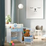 Birou cu scaun pentru copii, albastru, cu sertar, cos depozitare, 79,5 x 80 x 40 cm - imagine 9