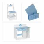 Birou cu scaun pentru copii, albastru, cu sertar, cos depozitare, 79,5 x 80 x 40 cm - imagine 5