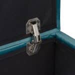 Scaun taburet cu spatiu de depozitare, catifea, picioare din lemn de eucalipt, turcoaz, 40 x 40 x 40 cm - imagine 4