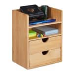 Organizator de birou, din bambus, 24 x 19 x 13 cm, Relaxdays