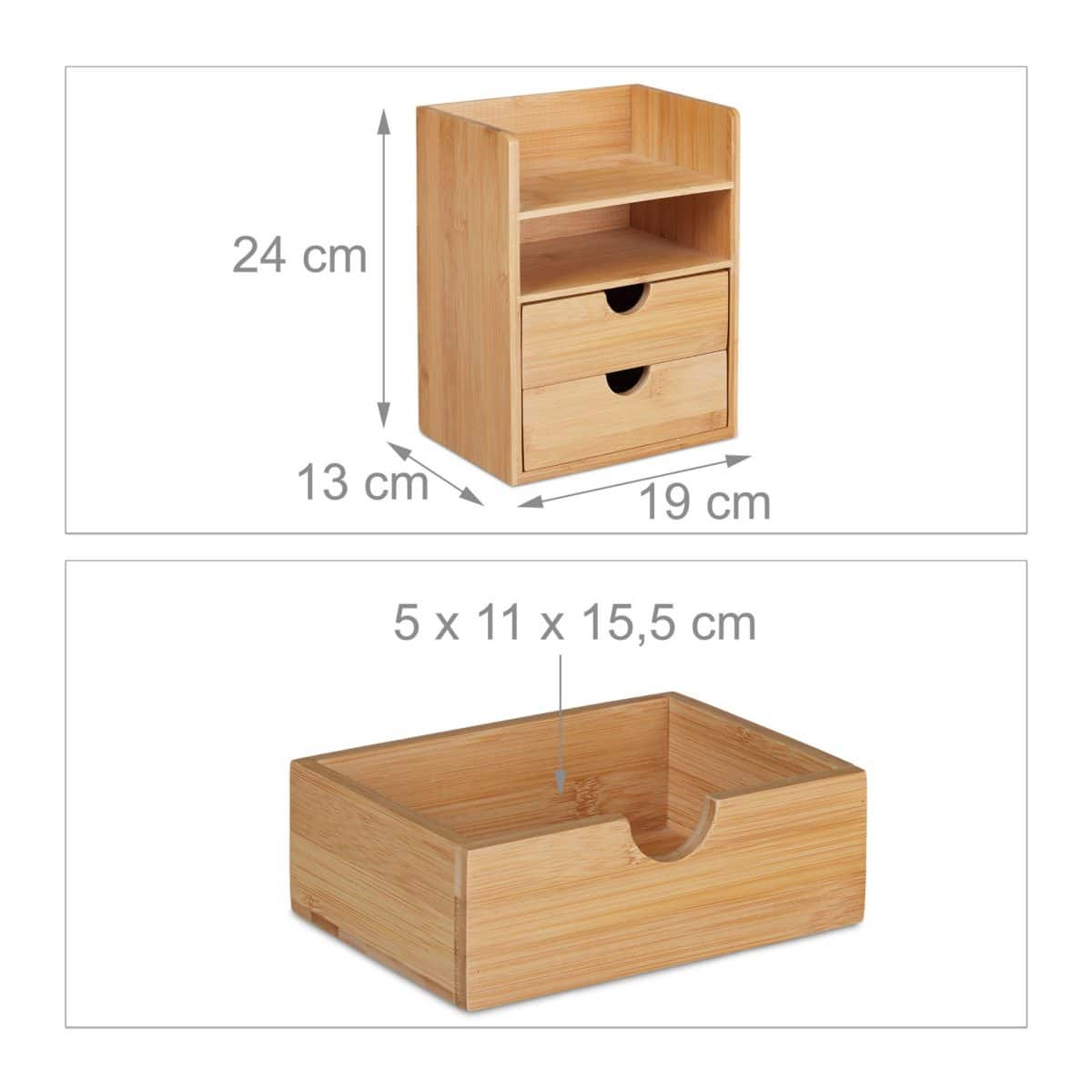 Organizator de birou, din bambus, 24 x 19 x 13 cm, Relaxdays - imagine 4