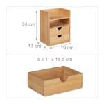 Organizator de birou, din bambus, 24 x 19 x 13 cm, Relaxdays - imagine 4