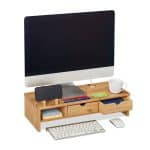 Suport laptop sau PC, 2 sertare si un compartiment, bambus, 13 x 54 x 23 cm
