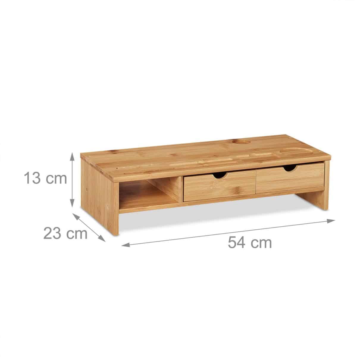 Suport laptop sau PC, 2 sertare si un compartiment, bambus, 13 x 54 x 23 cm - imagine 4