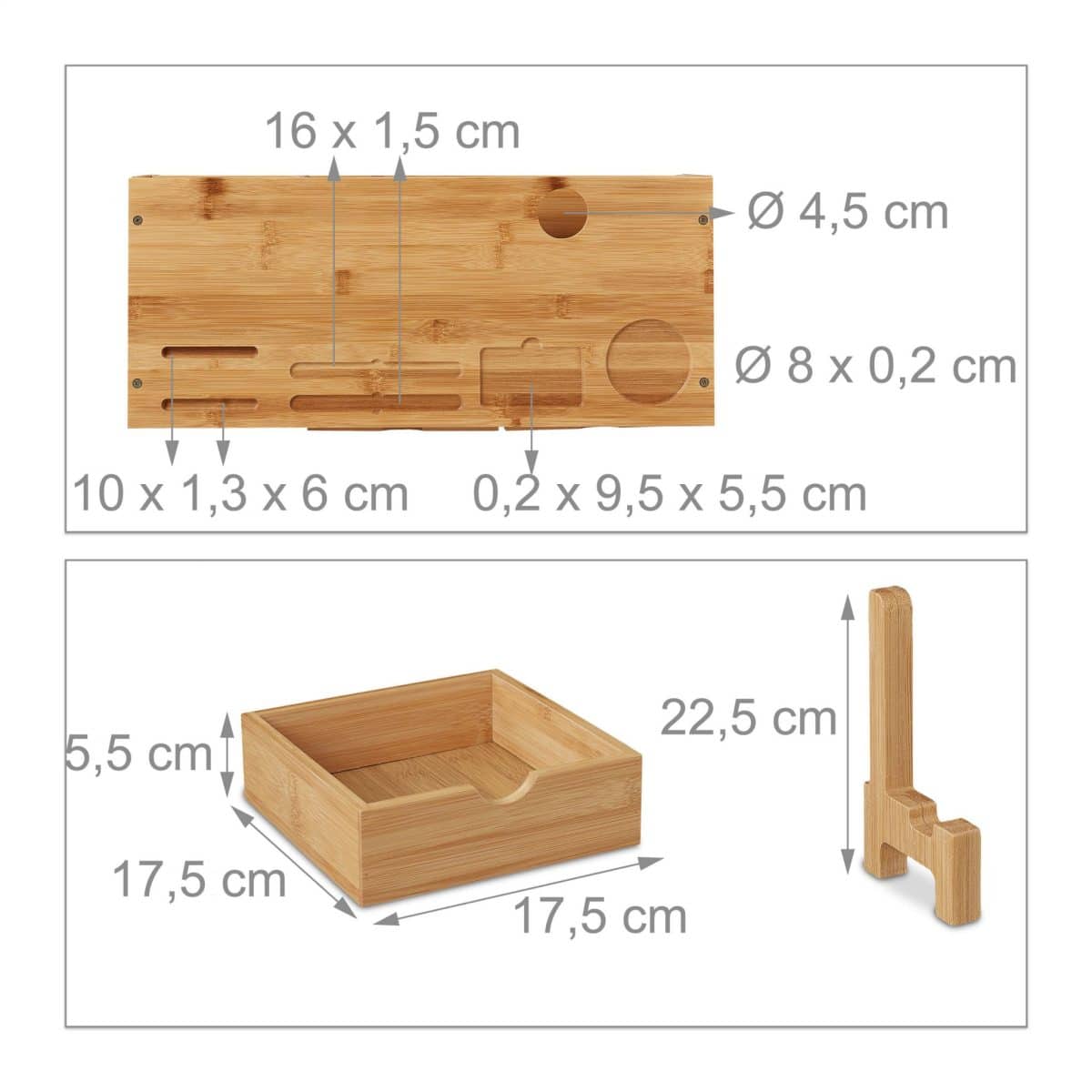Suport laptop sau PC, 2 sertare si un compartiment, bambus, 13 x 54 x 23 cm - imagine 5