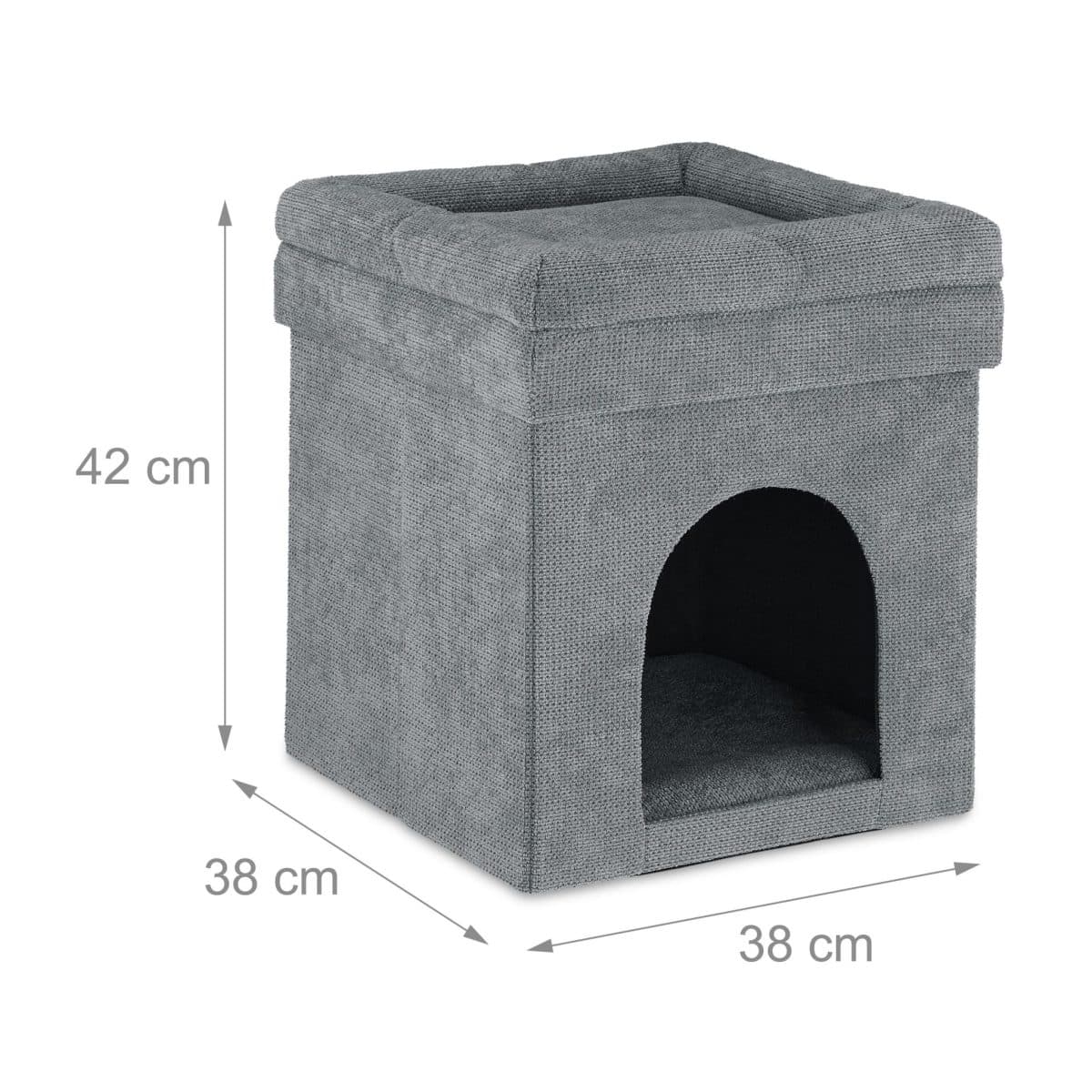 Taburet culcus pentru animale, captuseala moale, gri, 42 x 38 x 38 cm - imagine 5
