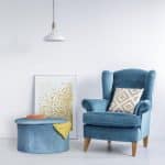 Taburet din catifea cu spatiu pentru depozitare, albastru, 31 x 57 cm - imagine 7