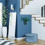 Taburet din catifea cu spatiu pentru depozitare, albastru, 31 x 57 cm - imagine 4