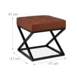 Scaun taburet din piele ecologica, cadru fier, capacitate 200 kg, maro/negru, 41 x 41 x 41 cm - imagine 4