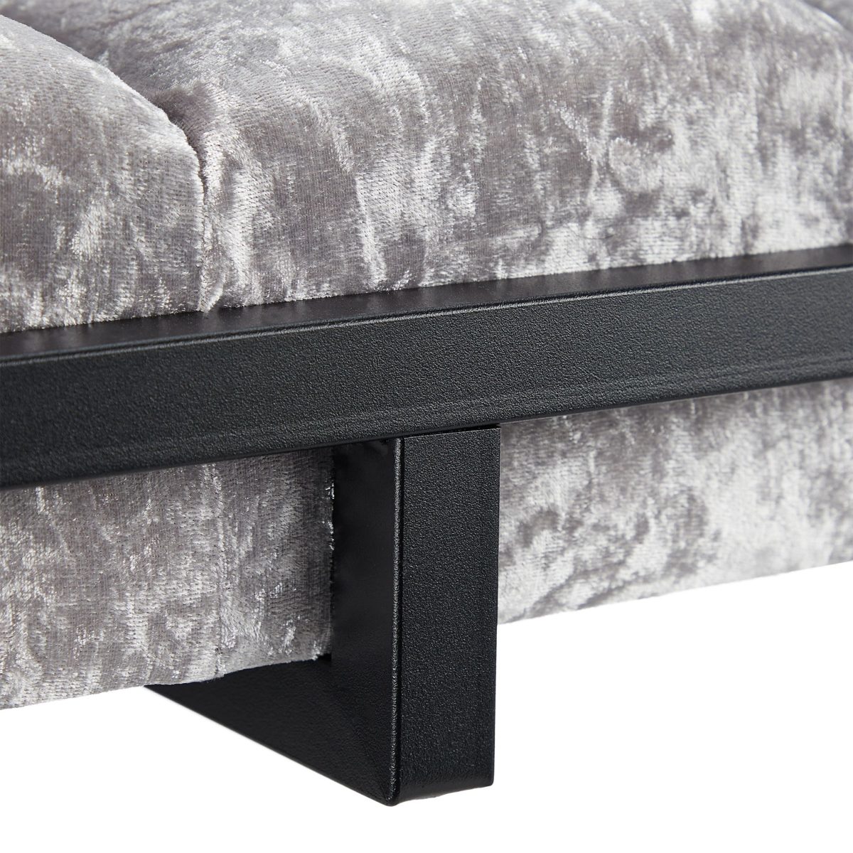 Banca eleganta cu husa din catifea, cadru metal negru, gri/negru,  47 x 80 x 40 cm - imagine 3